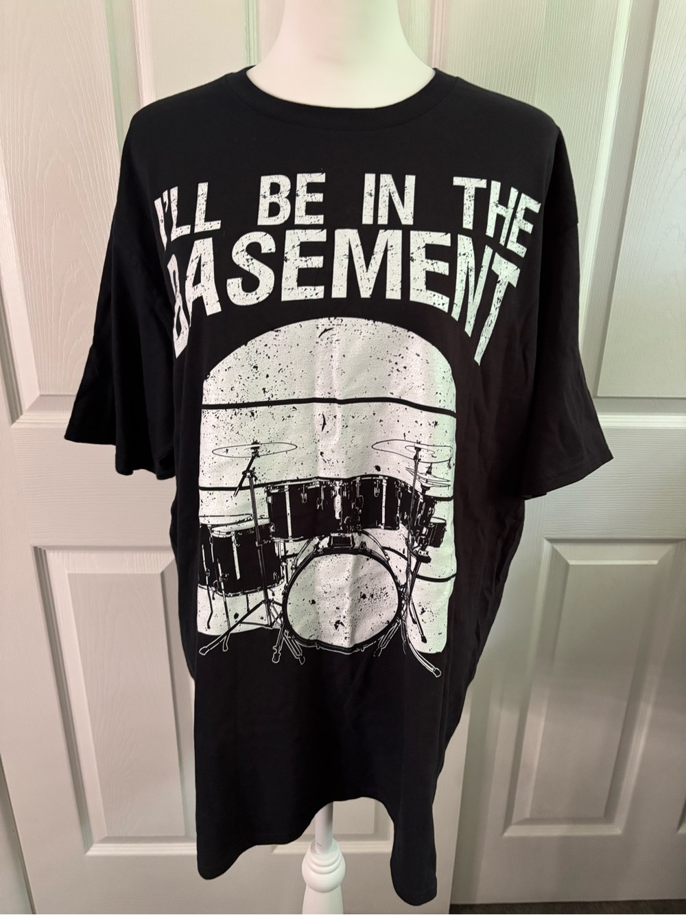 Mens Black Graphic Tee I'll Be In The Basement Drum Print